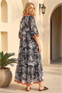 Black Leaf Border Print Maxi Dress, Image 3 of 4