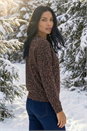 Chocolate Animal Print Metallic Stretch Top, Image 1 of 6