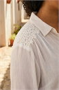 Ivory  Curve Lace Detail Crinkle Blouse, Image 4 of 4