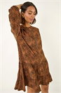 Tan Spot Print Zip Front Dress, Image 2 of 7