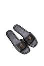 Black XY LONDON Black 'Leigh' Open Toe Foldover Buckle Slip On Flat Slider Mules, Image 5 of 5