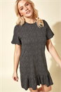 Black Spot Print Frill Hem Dress, Image 4 of 4