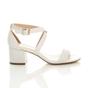 White AJVANI White Mid Block Heel Crossed Straps Sandals, Image 2 of 6