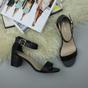 Black AJVANI Black Mid Block Heel Ankle Strap Sandals, Image 4 of 6