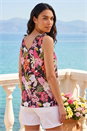 Pink Floral Print V-Neck Tie Top, Image 3 of 4