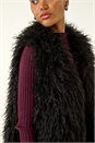 Black Longline Faux Fur Gilet, Image 5 of 5