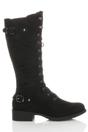 Black Lace Up Calf Military Calf Boots, Image 2 of 6