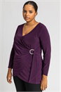 Plum Curve Wrap Diamante Buckle Top, Image 5 of 5