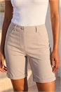 Natural  Elastic Waist Turn Up Stretch Shorts, Image 2 of 4
