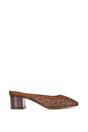 Brown XY LONDON Brown 'Brooklyn' Square Toe Court Shoe Mule Block Heels With Crystal Mesh, Image 1 of 6