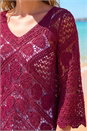 Maroon Crochet Lace V-Neck Open Knit, Image 4 of 4