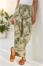 Khaki Petite Leaf Print Wide Leg Trouser, Image 2 of 4