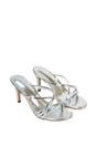Silver XY LONDON Silver 'Angel' Stiletto High Heel Mule Sandals, Image 3 of 6