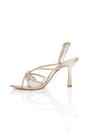 Gold High Heel Diamante Slingback Knotted Sandals, Image 3 of 4