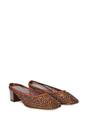 Brown XY LONDON Brown 'Brooklyn' Square Toe Court Shoe Mule Block Heels With Crystal Mesh, Image 3 of 6