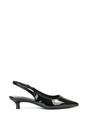 Black XY LONDON Black 'Jenny' Pointed Toe Low Kitten Heel Slingback Pumps, Image 1 of 5