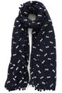 Navy Blue Pom Pom Pineapple Foil Scarf, Image 4 of 4