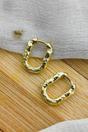 Gold Sterling Silver U-Shape Hammered Huggie Hoops, Image 1 of 3