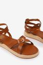 Tan 'Sofia' Cross Over Buckle Strap Sandals, Image 3 of 4