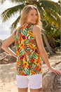 Green Floral Fruit Print Shell Top, Image 3 of 4
