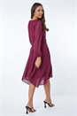 Wine Textured Diamond Belted Chiffon Midi Dress, Image 1 of 5