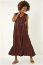 Chocolate Sequin Tiered Maxi Dress, Image 1 of 5