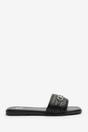 Black 'Natalie' Sliders With Geometric Strap, Image 2 of 5
