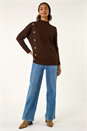 Chocolate Side Buttoned Knit Jumper, Image 2 of 5