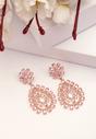 Pink Diva Gleaming Floral Drop Earrings, Image 2 of 5