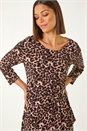 Tan Animal Print Asymmetric Top, Image 2 of 5