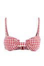 Multi Gingham Textured Padded Balconette Bikini Top with Front Detail, Image 1 of 2