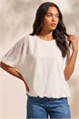 Ivory Mesh Bubble Hem Top, Image 1 of 4