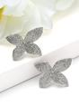 Silver Pavé Floral Stud Earrings, Image 3 of 3