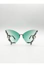 Green SVNX Green Butterfly Shaped Lens with Crystal Detail in Green, Image 1 of 3