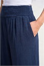 Navy  Petite Shirred Waist Trouser, Image 4 of 4