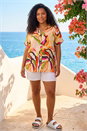 Green Curve Swirl Print Button Shirt, Image 1 of 4