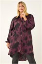 Purple Curve Print Buttoned Blouse, Image 4 of 5