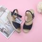 Navy Blue Mid Wedge Heel Ankle Strap Espadrille Sandals, Image 4 of 6