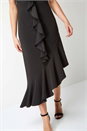 Black Asymmetric Hem Ruffle Dress, Image 4 of 6