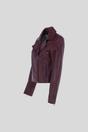 Burgundy Real Veg Tanned Leather Plain Biker Jacket, Image 3 of 5