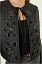 Black Quilted Velvet Trim Jacket, Image 6 of 7