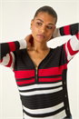 Black Stripe Zip Front Ribbed Knit Jumper , Image 4 of 5