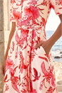 Coral Floral Tie Waist Shirt Dress, Image 4 of 4