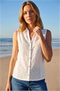 Ivory Broderie Collared Vest Top, Image 1 of 4