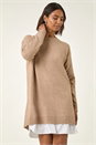 Natural  Mock Shirt Knitted Dress, Image 5 of 7