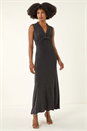 Silver Shimmer Twist Detail Stretch Maxi Dress, Image 3 of 6