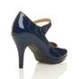 Navy Blue AJVANI Navy Blue High Heel Mary Jane CourtShoes, Image 4 of 5