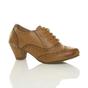 Tan AJVANI Tan Mid Heel Brogue Ankle Boots Shoe Boots, Image 1 of 6