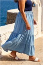 Denim Curve Tiered Woven Maxi Skirt, Image 4 of 4