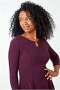 Purple Petite Panelled Skater Stretch Dress, Image 4 of 5